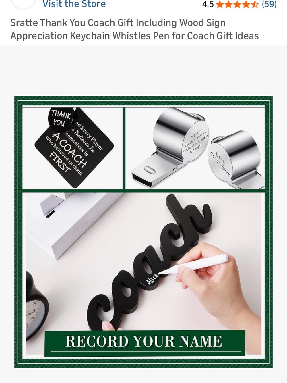Coach Desk Name Sign & Thank You Coach Gift Set - Black